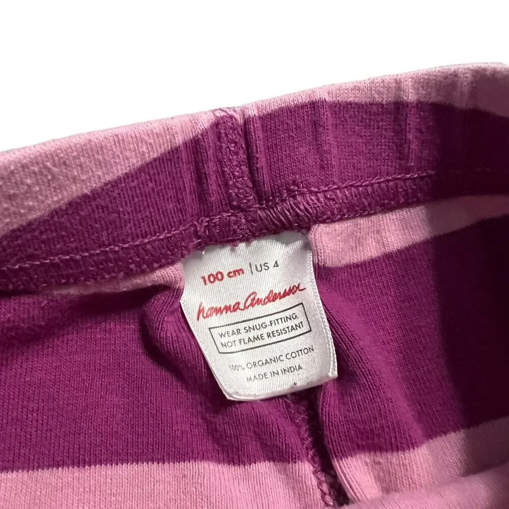 Hanna Andersson Sz 100 (4) Striped Cat Long John Pajamas